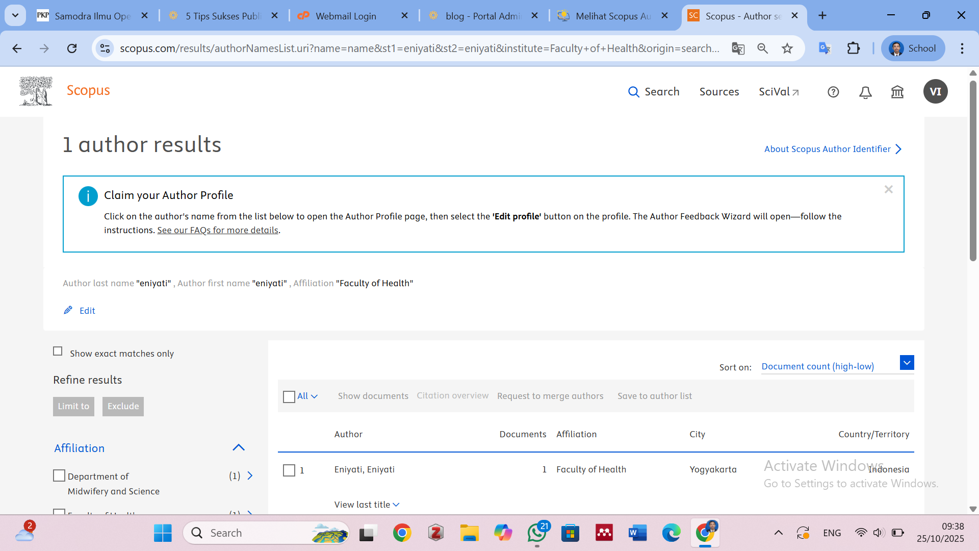 Gambar Blog Melihat Scopus Author ID untuk hanya 1 dokumen